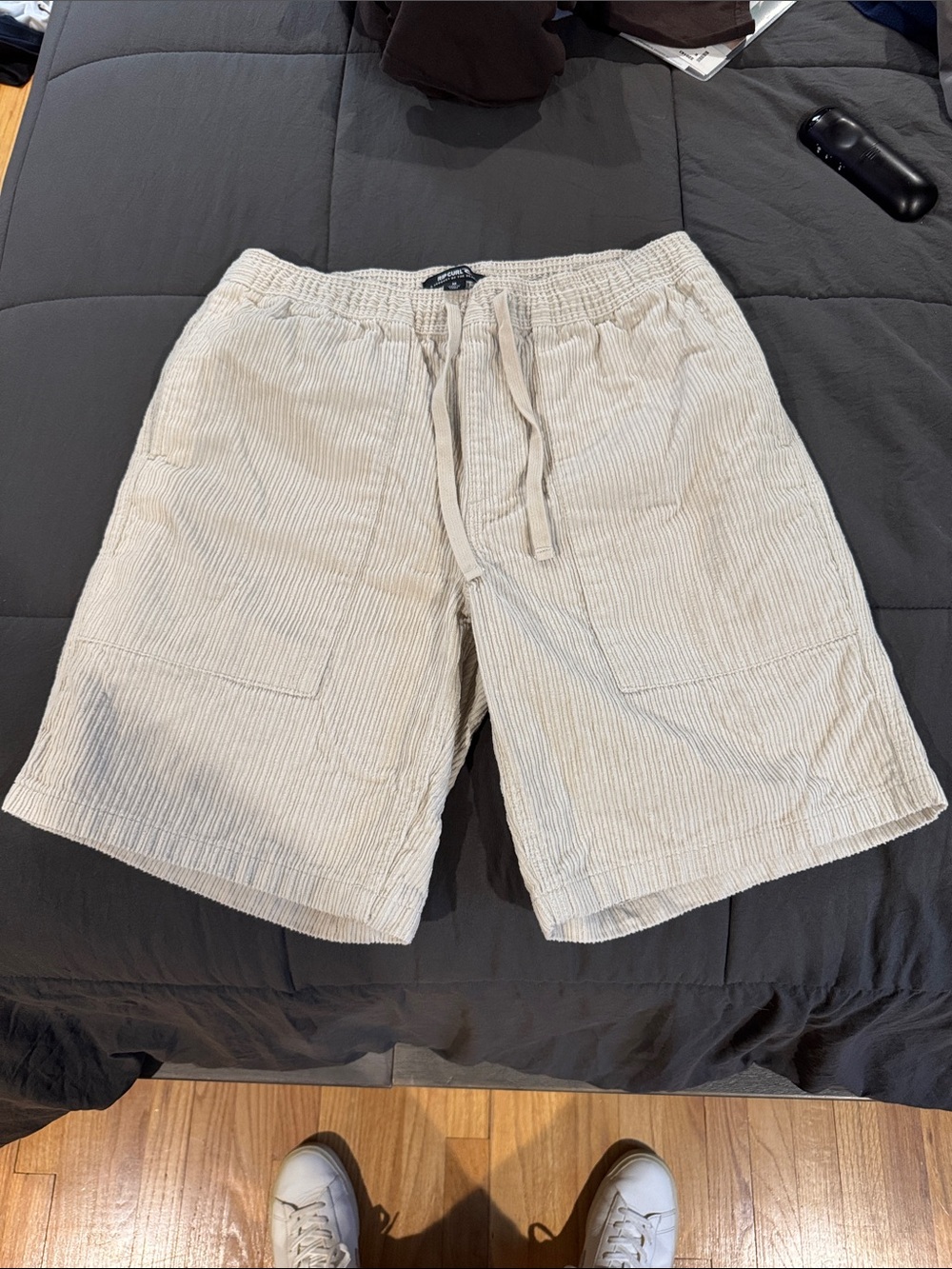 Rip Curl Men's Cream Corduroy Drawstring Hybrid Shorts